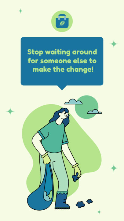 Instagram Story Template Featuring Environmental Quotes and Illustrations