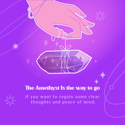 Instagram Post Template with an Amethyst Illustrations