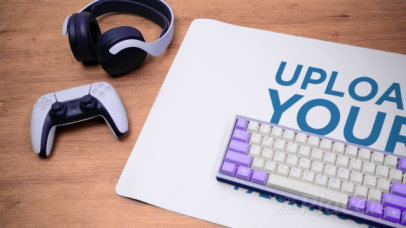 Video of a Desk Pad Lying on a Wooden Table Under a Keyboard 