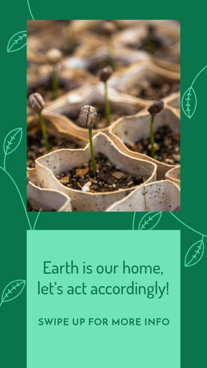 Instagram Story Design Maker with an Illustrated Leaf Pattern for Earth Day