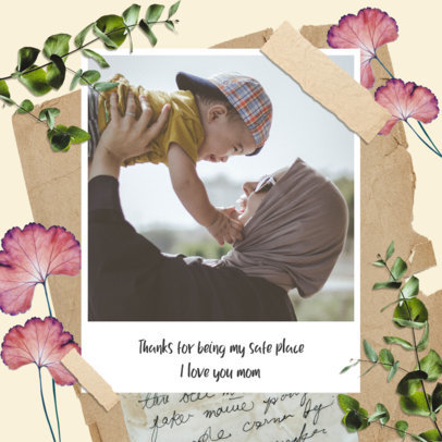 Instagram Post Maker Featuring a Photo and a Thankful Message for Mother's Day
