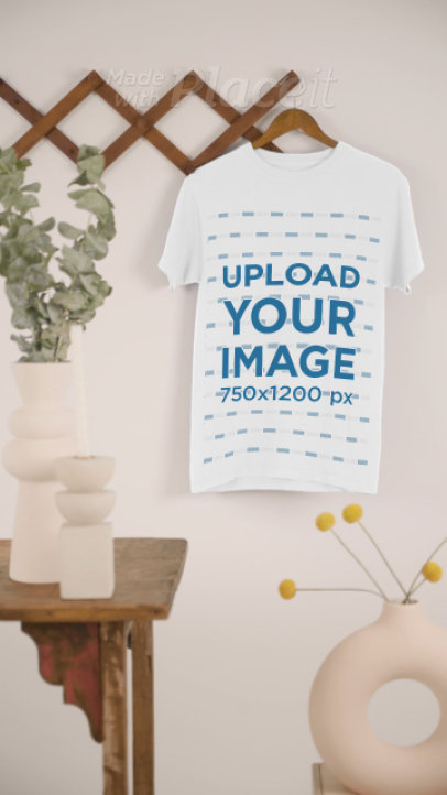 Video of a T-Shirt on a Hanger Featuring a Pottery Set 5025v