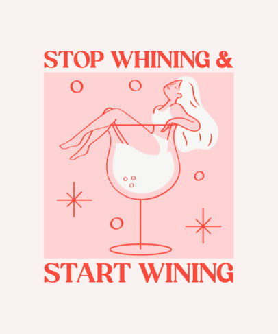 Wine-Themed T-Shirt Design Template with Vintage-Style Illustrations