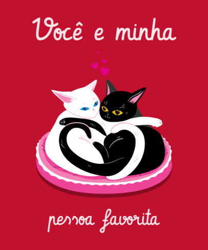 T-Shirt Design Maker for Dia Dos Namorados Featuring Two Cats and a Quote 1052g-4455