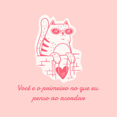 Instagram Post Template for Dia Dos Namorados Featuring a Cat Clipart and a Quote 4338g-4455
