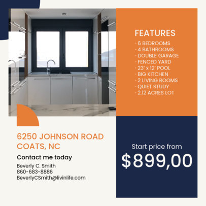 Real Estate-Themed Instagram Post Design Template Bundle with a Home's Features