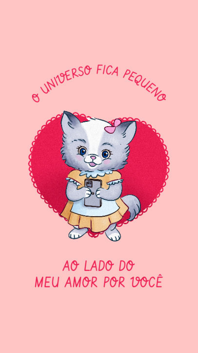 Instagram Story Template for Dia Dos Namorados Featuring a Cute Kitten Clipart 1044r-4455