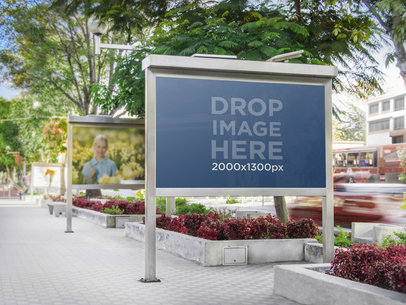 Poster Mockup, Poster Set on a Street in a Park