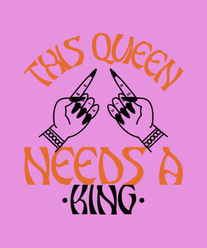 T-Shirt Design Template Featuring Illustrated Hands with a Queen Quote