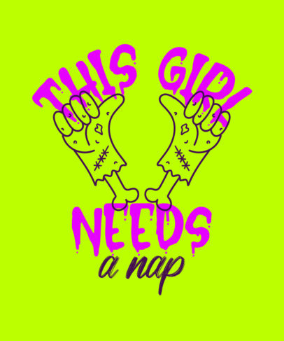 T-Shirt Design Maker with a Quote About Napping Featuring Zombie Hands 4549h