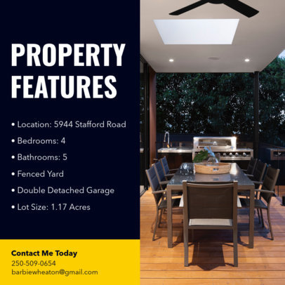 Real Estate Instagram Post Maker Featuring House Characteristics