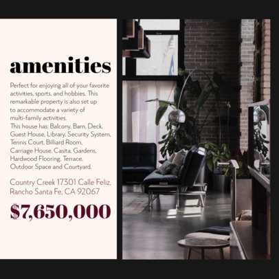 Real Estate Instagram Post Generator Featuring Info of a House