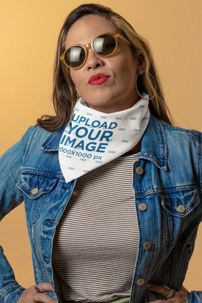 Bandana Mockup of a Proud Woman Wearing Cool Sunglasses