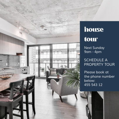Real Estate Instagram Post Template Featuring Info to Book a House Tour