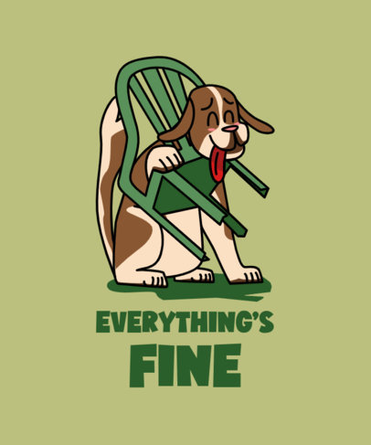 Illustrated T-Shirt Design Maker of a Dog Stuck in a Chair 4382d