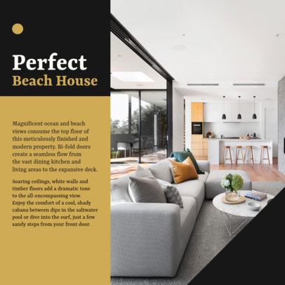 Real Estate-Themed Instagram Post Template with Info about a Beach House