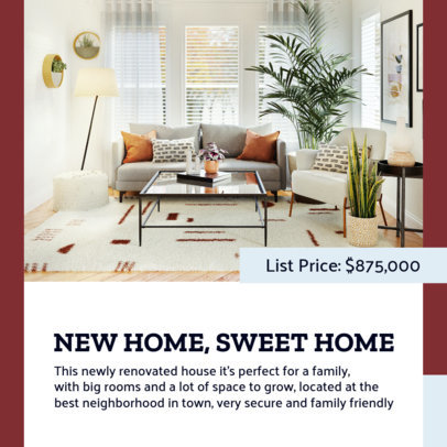 Modern Instagram Post Template with a Real Estate House Description