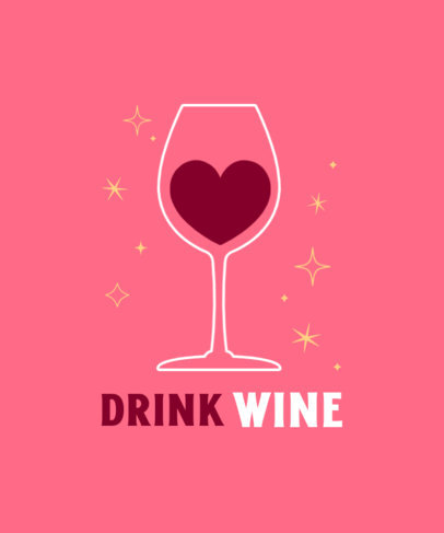 T-Shirt Design Maker with an Illustrated Glass of Red Wine with a Heart Shape 