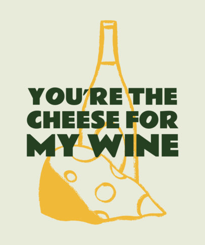 Cool T-Shirt Design Maker Featuring an Illustrated Bottle of Wine and a Cheese