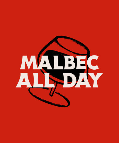 T-Shirt Design Template Featuring an Illustrated Glass of Malbec 4556g