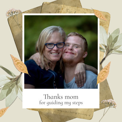 Instagram Post Template with a Mother's Day Message and Floral Ornaments 4557g