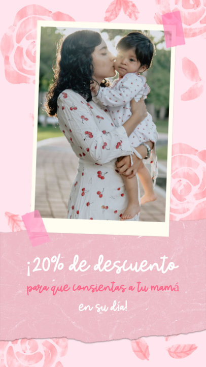 Facebook Story Template for a Mother’s Day Special Offer Featuring Watercolor Flowers and a Picture 4560f