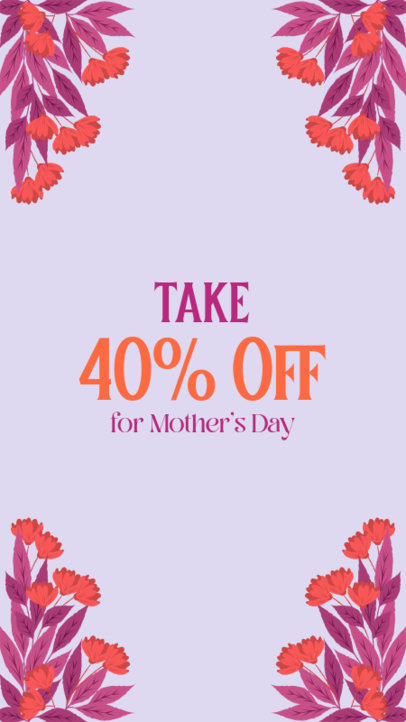 Instagram Story Template for a Mother's Day Discount with Floral Illustrations