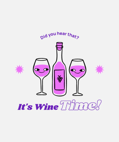 T-Shirt Design Creator with Illustrated Wine Glass Cartoons