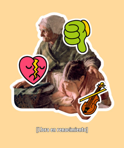 T-Shirt Design Generator Featuring an Old Painting Cut-Out and a Reference to the Cries-in Meme