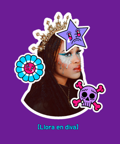 Funny T-Shirt Design Template Featuring a Cut-Out Picture of a Sad Woman Inspired by a Meme