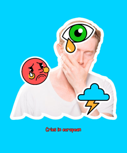 T-Shirt Design Creator Inspired by the Cries-in Sarcastic Meme Featuring a Sad Man Clipart