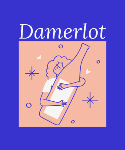 Illustrated T-Shirt Design Template For a Wine Enthusiast