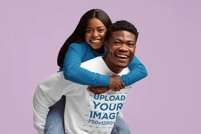 Sweatshirt Mockup of a Man Carrying a Woman and Smiling m22203 r-el2