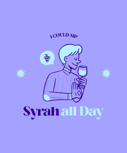 T-Shirt Design Template for a Wine Social Club with an Illustrated Graphic