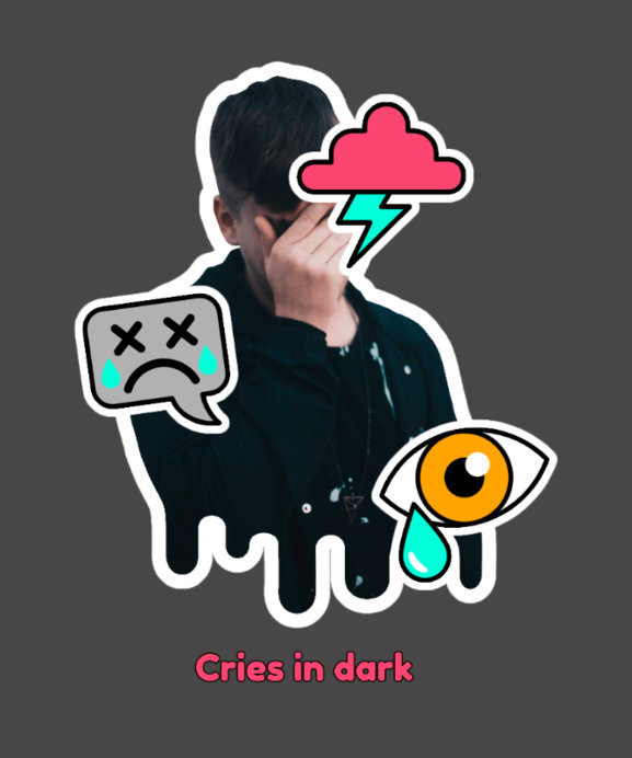 Placeit - T-Shirt Design Template Featuring a Sad Man and Stickers ...