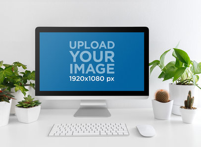 iMac Mockup Featuring Green Plants m17638 r-el2