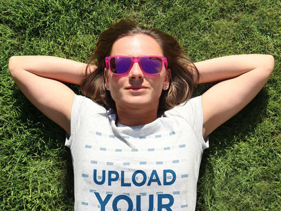 Heathered T-Shirt Mockup Featuring a Woman Chilling on a Sunny Day m11981-r-el2