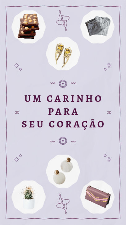 Mother’s Day-Themed Instagram Story Template With a Quote in Portuguese and Gift Ideas