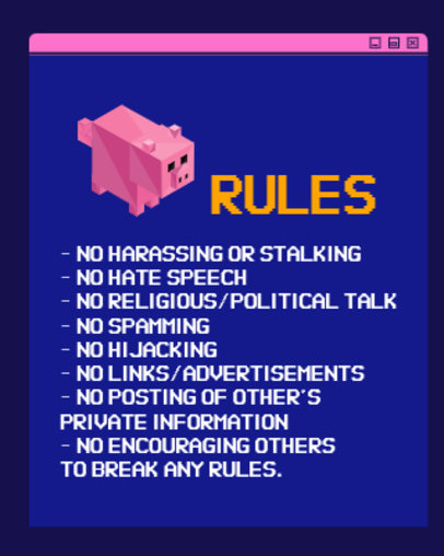Twitch Info Panel Generator Featuring a List of Rules and a Pig Clipart 4480j-4585