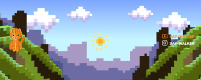 Twitch Profile Banner Maker With a Pixel Art Background and a Cat Graphic