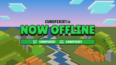 Twitch Offline Banner Creator Featuring a Minecraft-Inspired Landscape in the Background