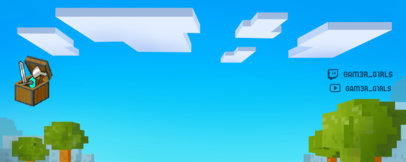 Twitch Profile Banner Template With a Minecraft-Inspired Aesthetic and Tree Graphics