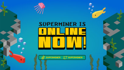 Twitch Screen Design Template Featuring a Minecraft-Inspired Underwater Landscape 