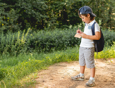 Polo Shirt Mockup of a Little Boy on an Excursion