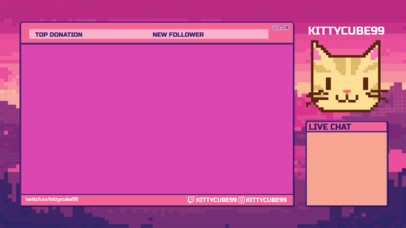 Twitch Overlay Design Creator Featuring a Smiling Cat Face with an 8-bit Style 4423n 4586