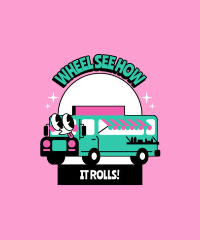 Fun T-Shirt Design Creator Featuring a Cartoonish Food Truck Illustration