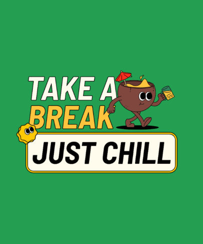 Summer-Themed T-Shirt Design Maker with a Retro Coconut Cartoon Character