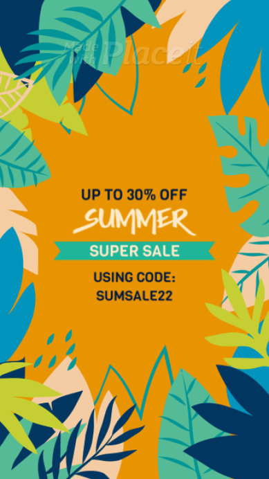 Instagram Story Video Maker for Summer Sale Featuring Animated Palm Graphics