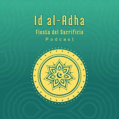 Illustrated Podcast Cover Template to Talk About a Muslim Celebration 5088c