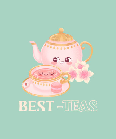 Cute T-Shirt Design Creator Featuring a Cartoonish Tea for BFF Day